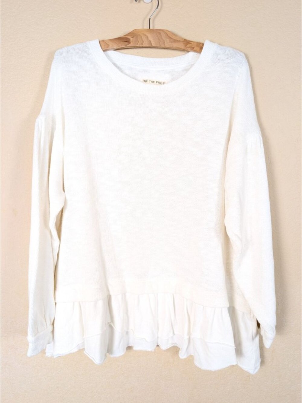 Free People We The Free The Maddie Long Sleeve Pullover S Oversized Clean Ivory - Picture 2 of 10